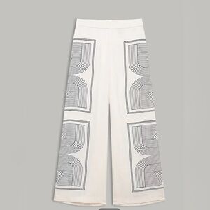 Commense Mid-Waist Geometric Print Wide-Leg Pants Large NWT